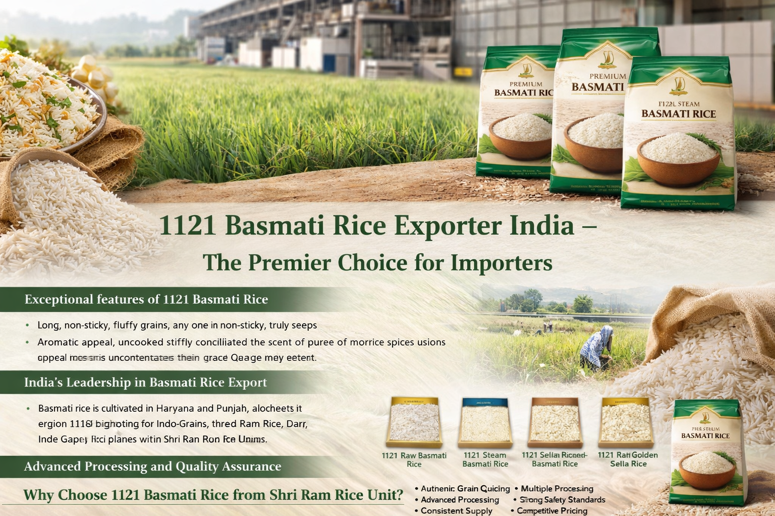 1121 Basmati Rice Exporter from India – Premium Quality by Shri Ram Rice Unit